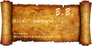 Biró Barbara névjegykártya